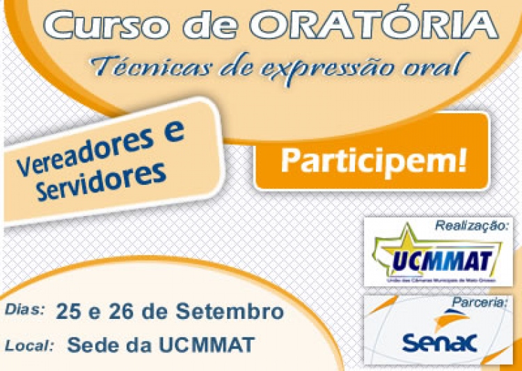 Curso de Oratória - Técnicas de Expressão Oral, dias 25 e 26 de setembro